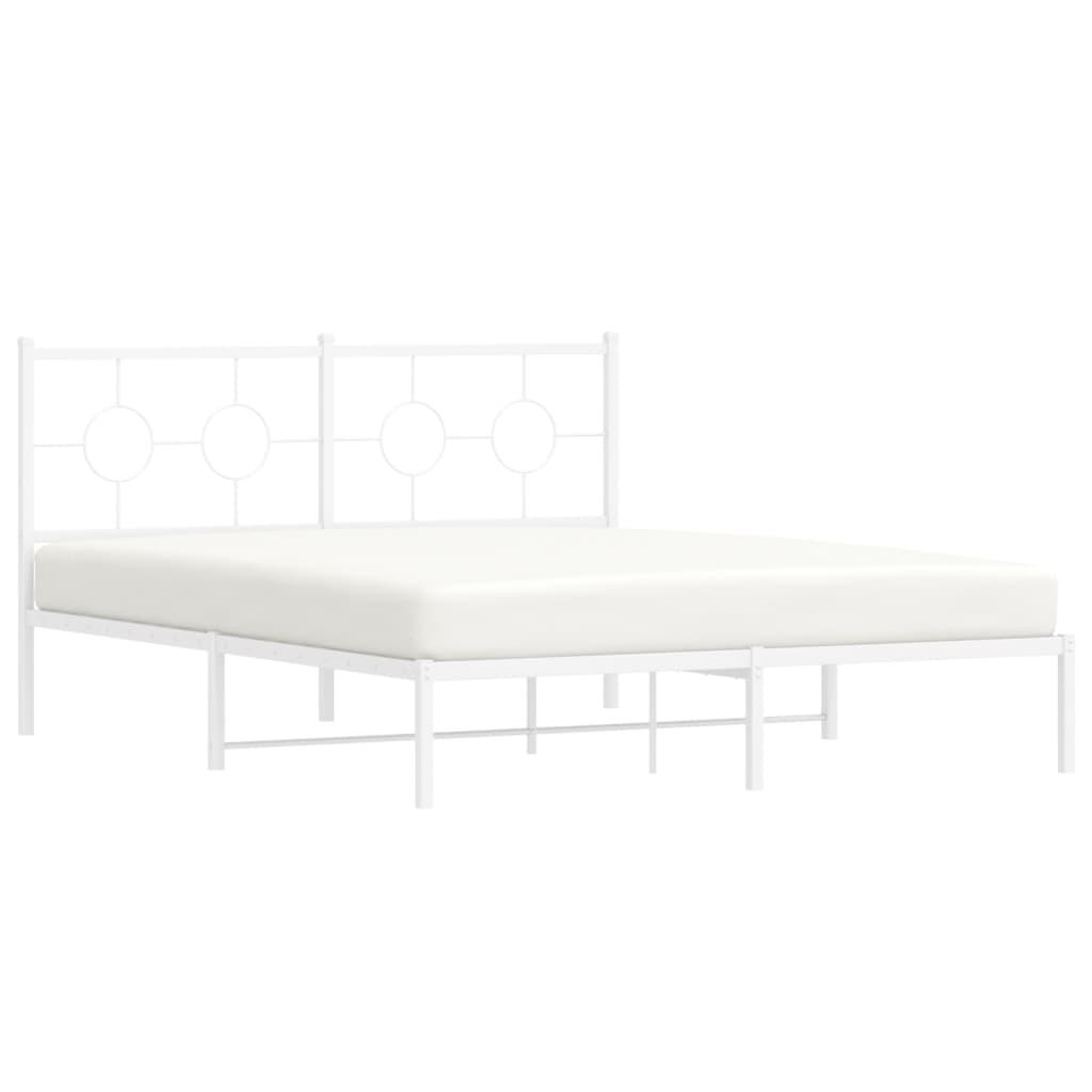 Metal Bed Frame without Mattress with Headboard White 150x200 cm