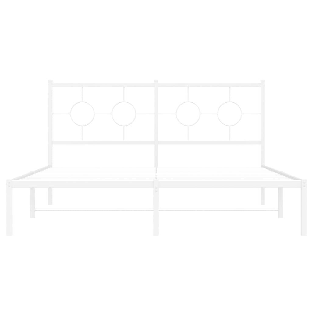Metal Bed Frame without Mattress with Headboard White 150x200 cm