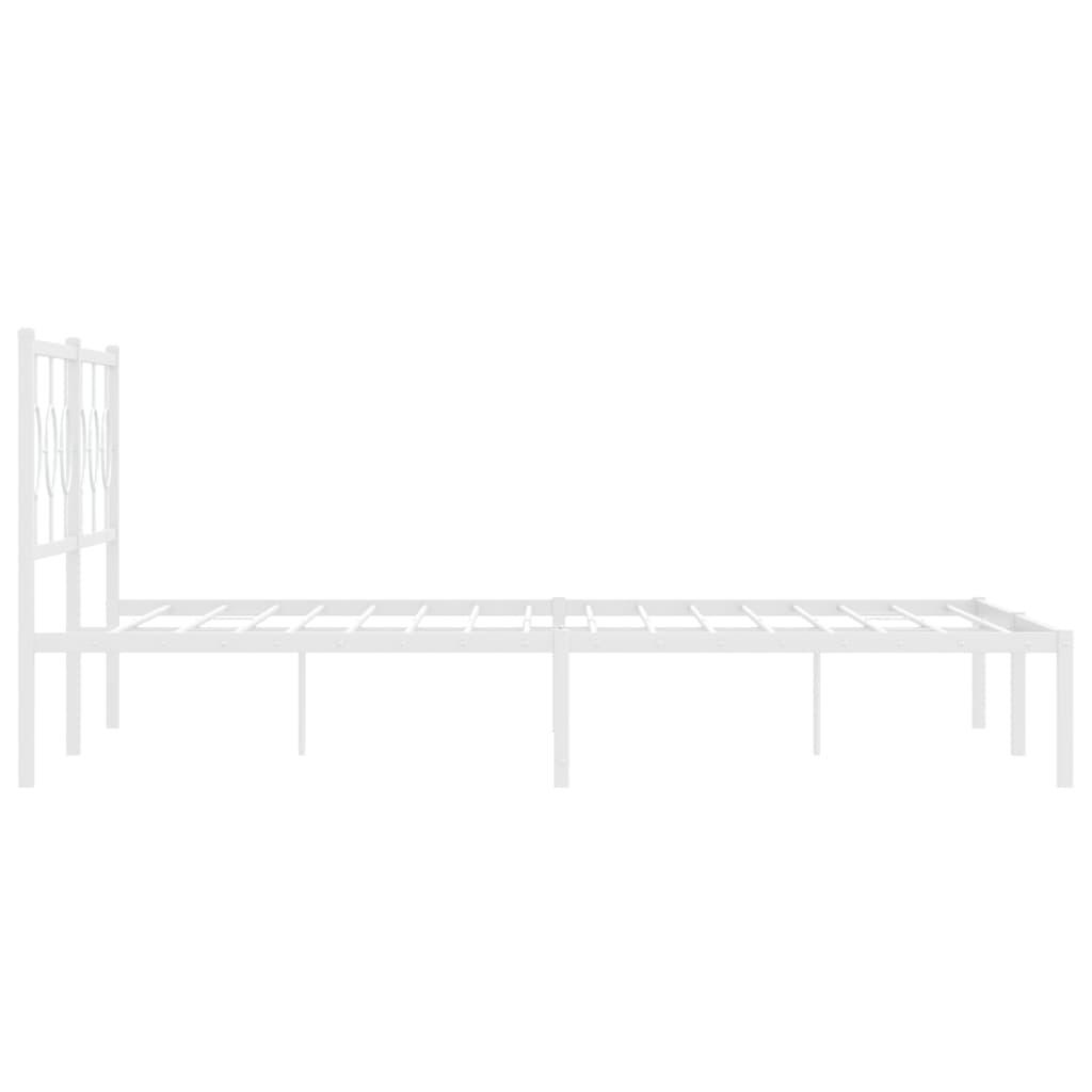 Metal Bed Frame without Mattress with Headboard White 183x203 cm King