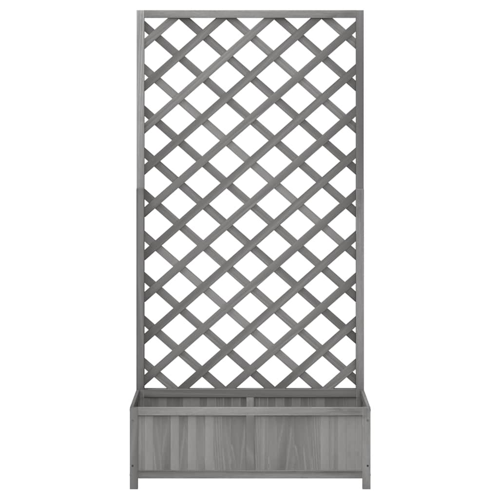 Planter with Trellis Grey Solid Wood Fir