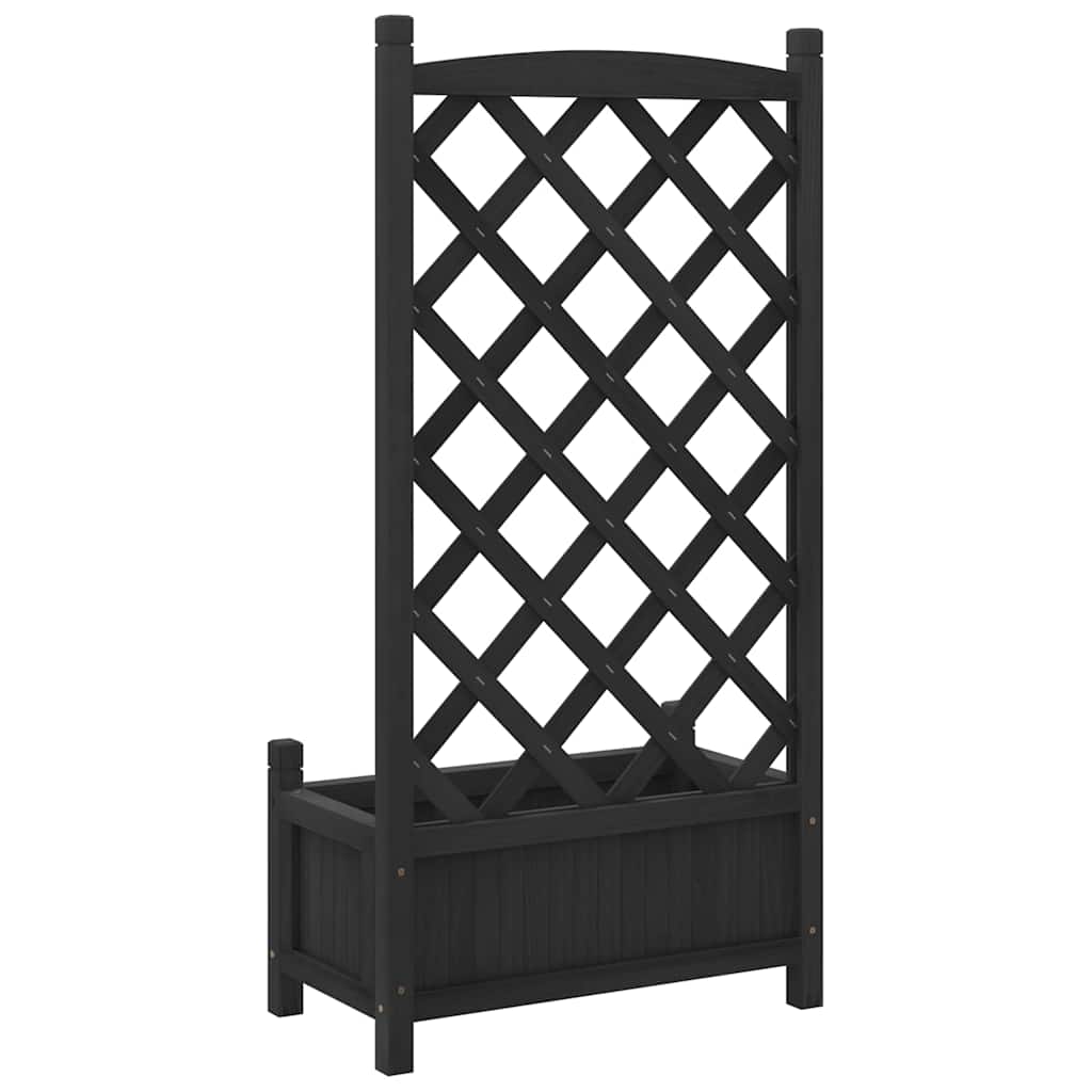 Planter with Trellis Black 55x29.5x110 cm Solid Wood Fir