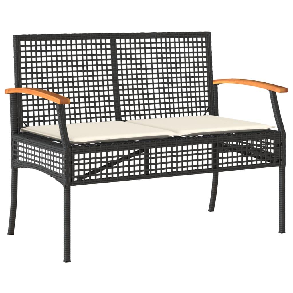 4 Piece Garden Lounge Set with Cushions Black Poly Rattan