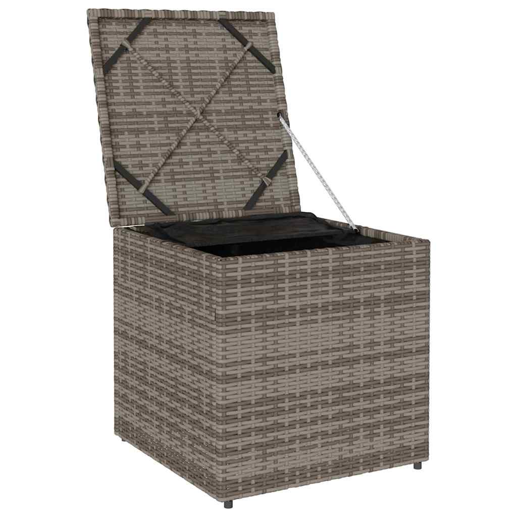 Cushion Box with Storage Grey 50 x 50 x 50 cm Poly Rattan