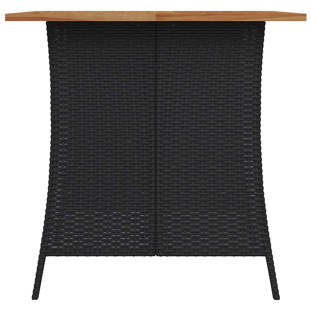 5 Piece Garden Dining Set with Cushions Black Poly Rattan