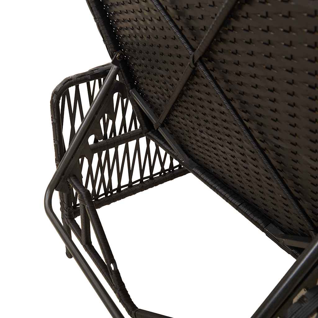 Sun Lounger Poly Rattan Black and Cream White