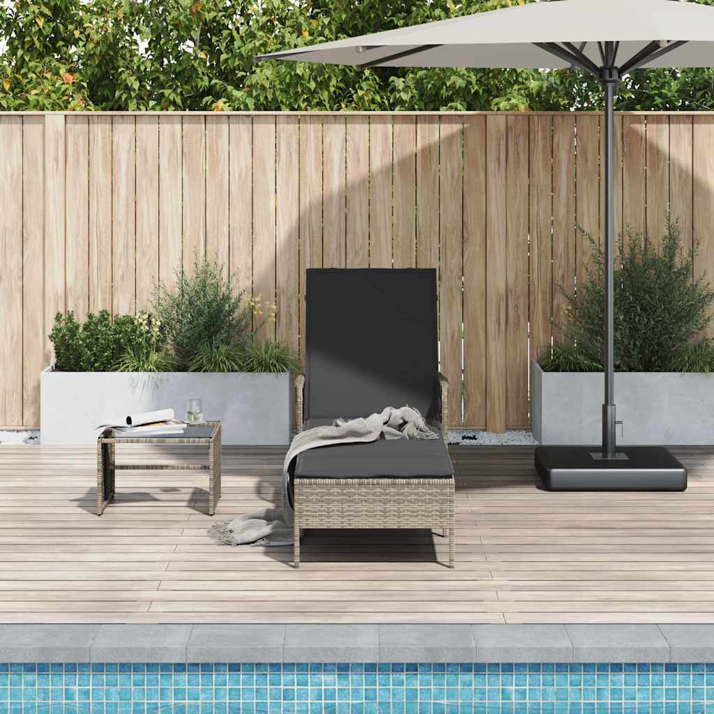 Sun Lounger Grey and Dark Grey 55 x 200 x 92 cm Poly Rattan