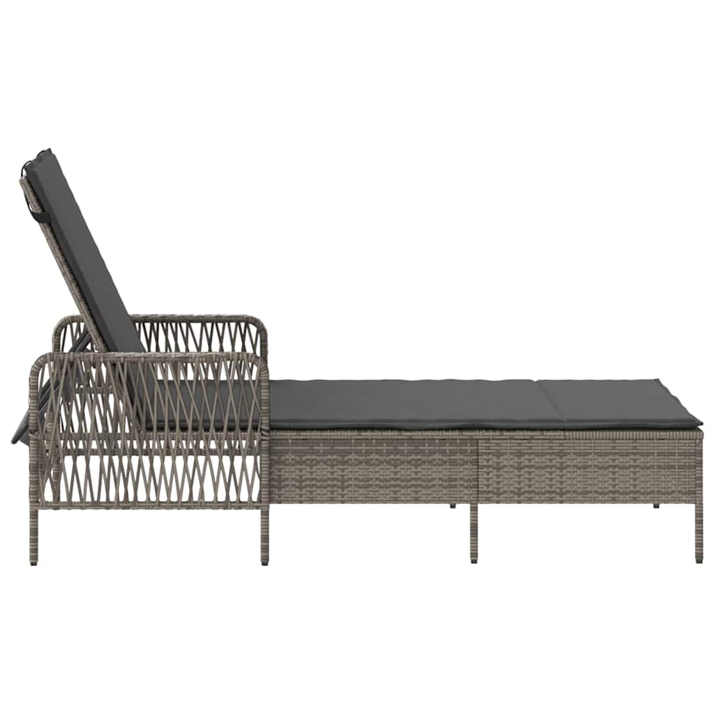 Sun Lounger Grey and Dark Grey 55 x 200 x 92 cm Poly Rattan
