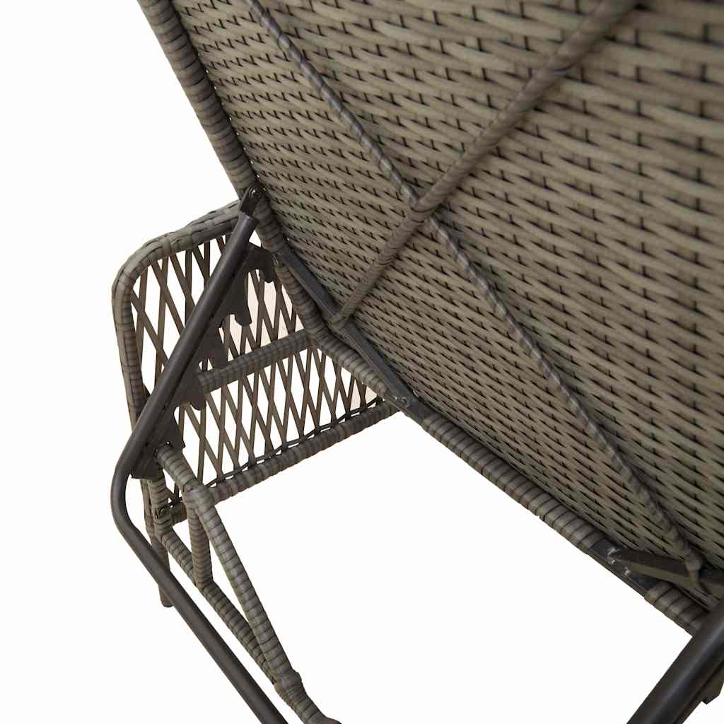 Sun Lounger Reclining 3 pcs Grey and Dark Grey Poly Rattan
