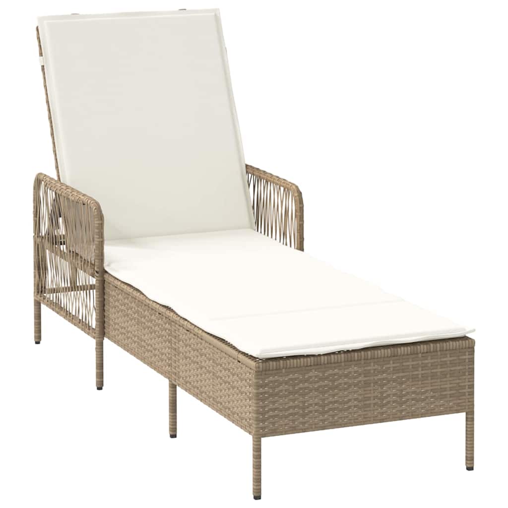 Sun Lounger 3 pcs Beige and Cream White 55 x 200 x 92 cm
