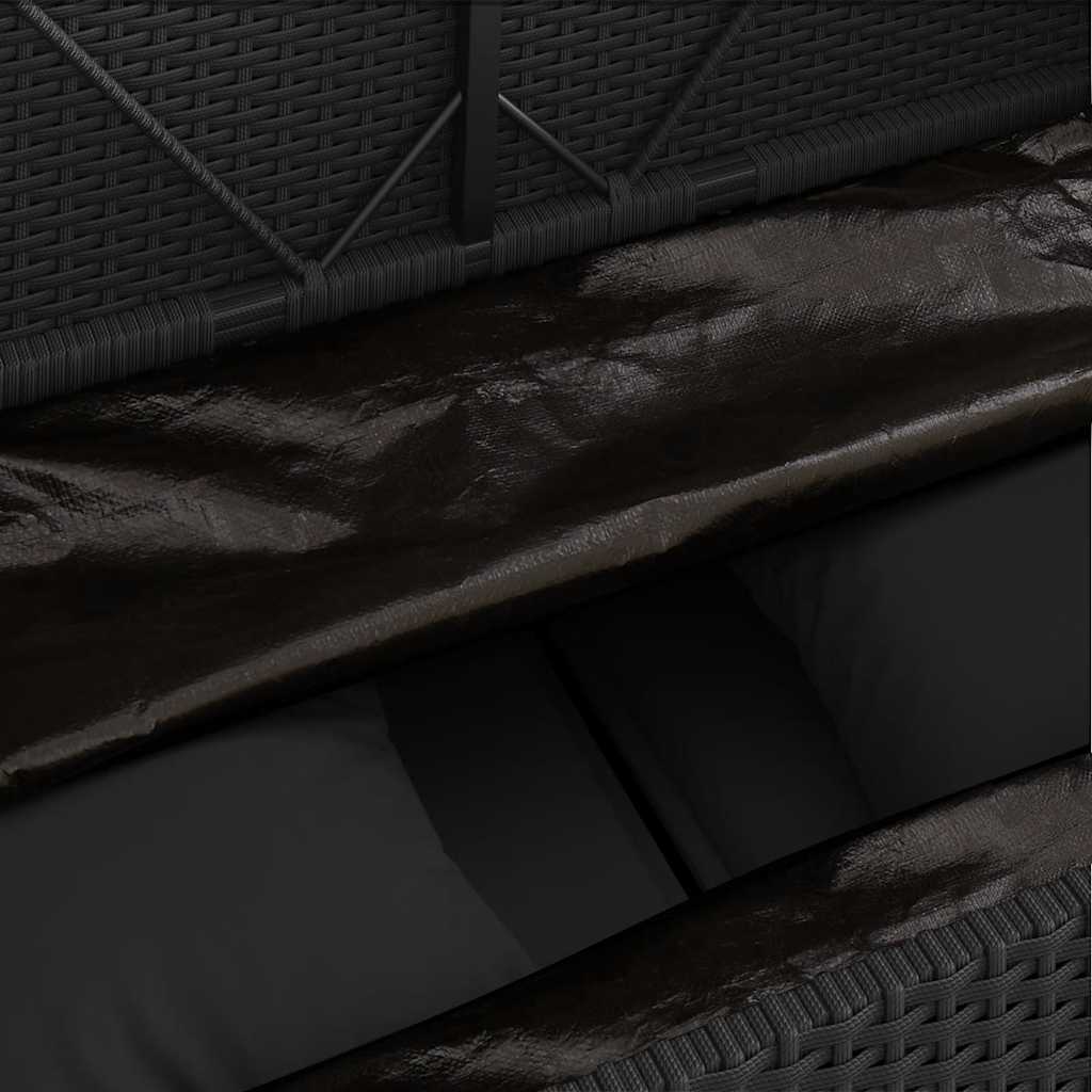 Garden Bench with Cushions Black Poly Rattan