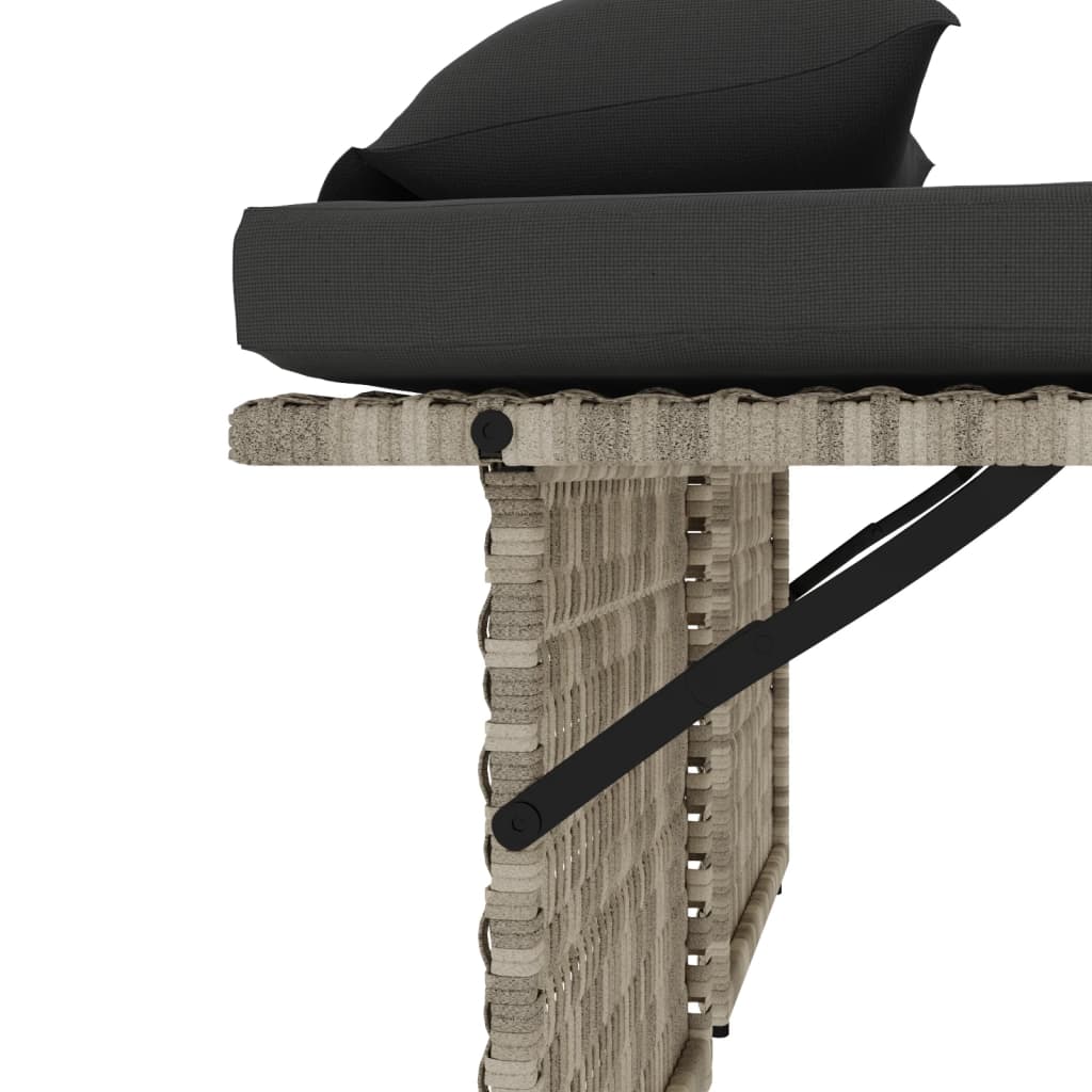 Reclining Garden Bench with Cushions Light Grey Poly Rattan
