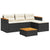 3 Piece Garden Sofa Set with Cushions Black Poly Rattan