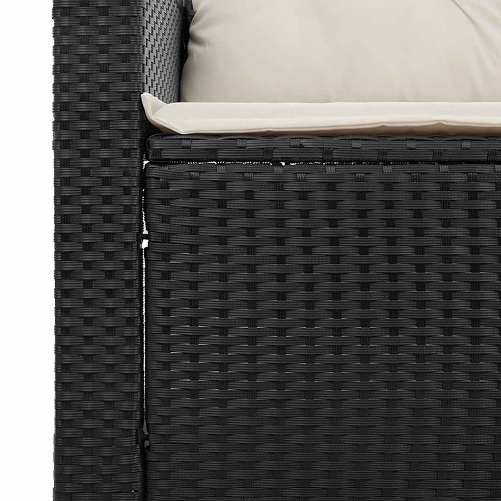 3 Piece Garden Sofa Set with Cushions Black Poly Rattan