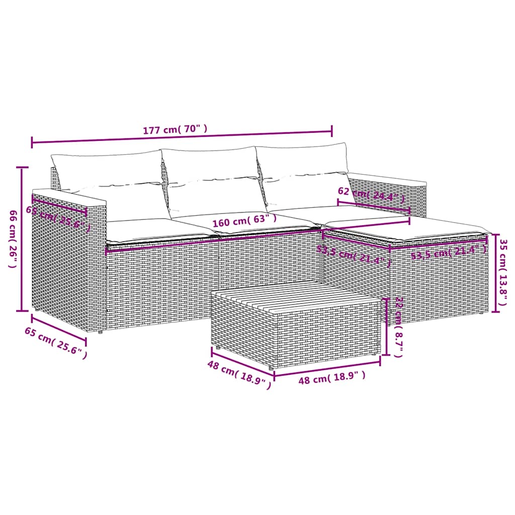 3 Piece Garden Sofa Set with Cushions Black Poly Rattan