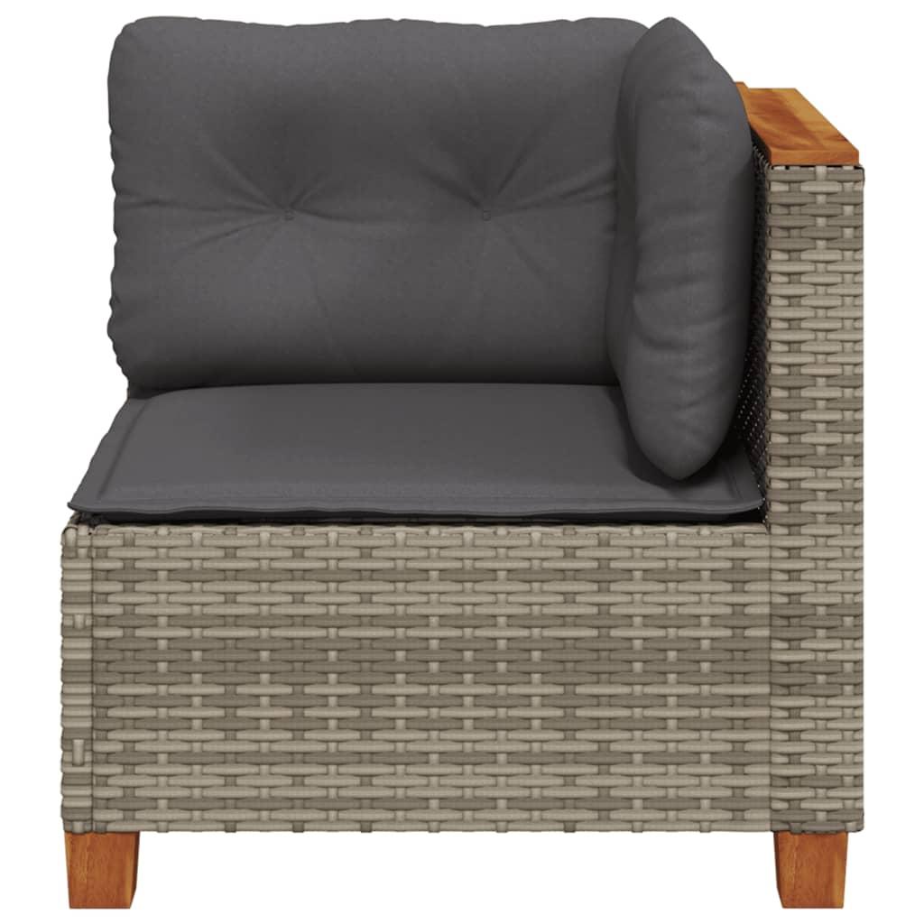 Garden Sofa Corner with Cushions Grey Poly Rattan