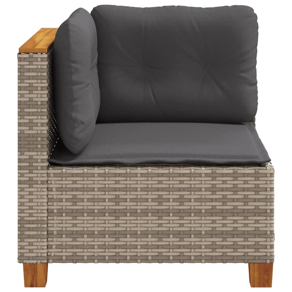 Garden Sofa Corner with Cushions Grey Poly Rattan