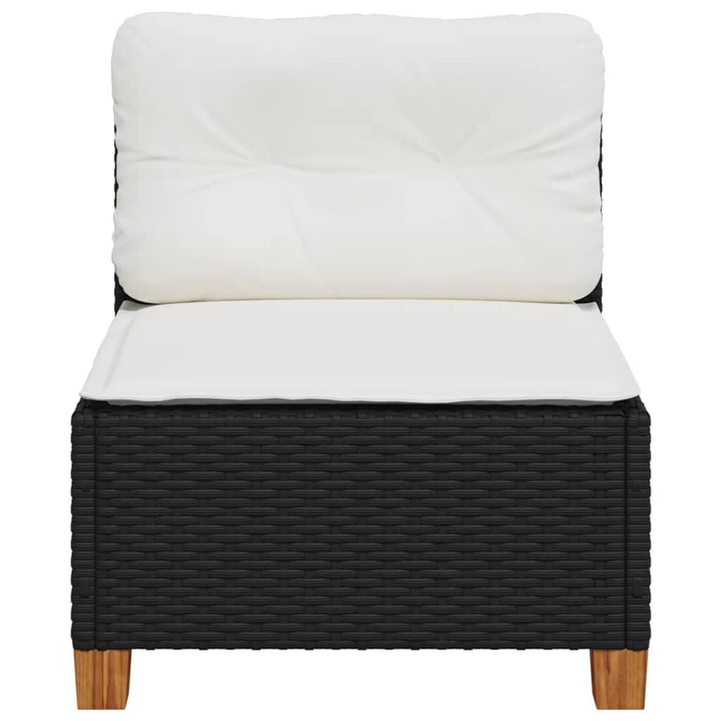Garden Sofa Armless with Cushions Black Poly Rattan
