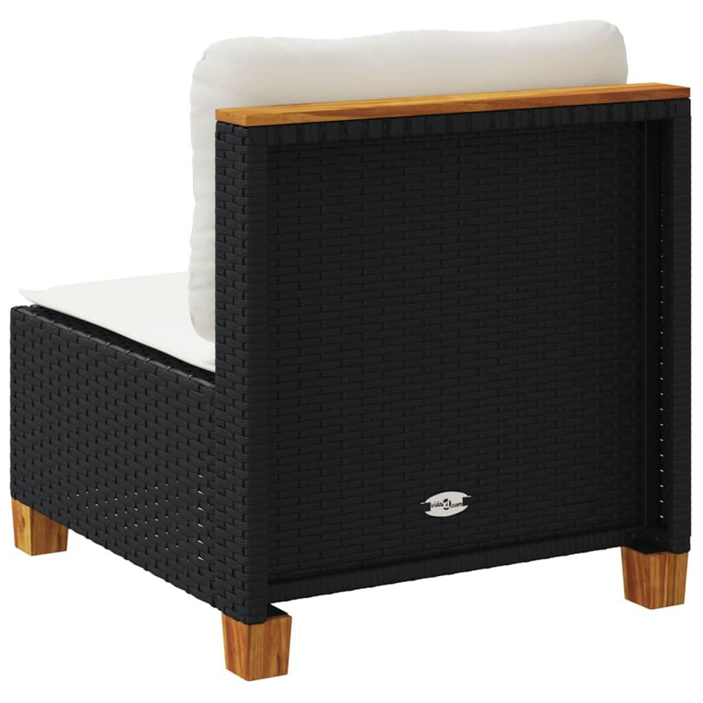 Garden Sofa Armless with Cushions Black Poly Rattan