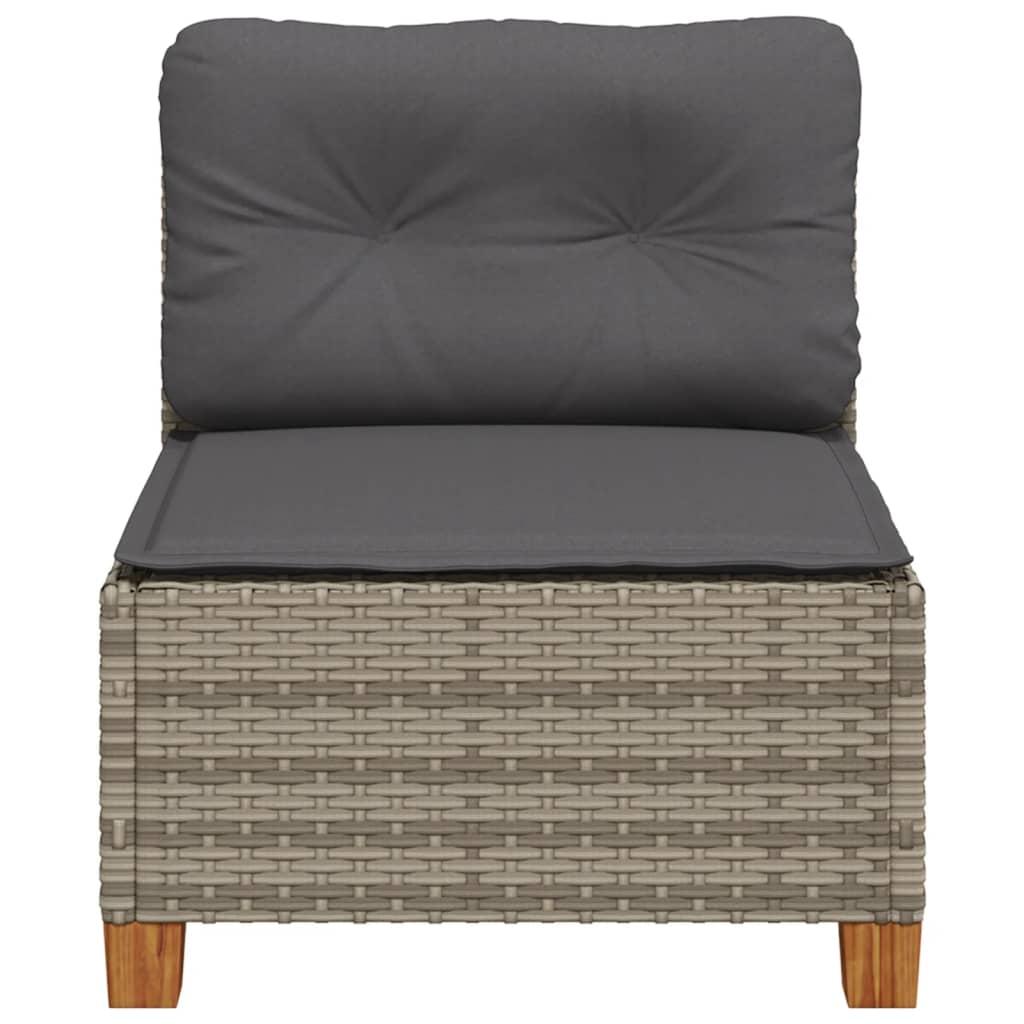 Garden Sofa Armless with Cushions Grey Poly Rattan
