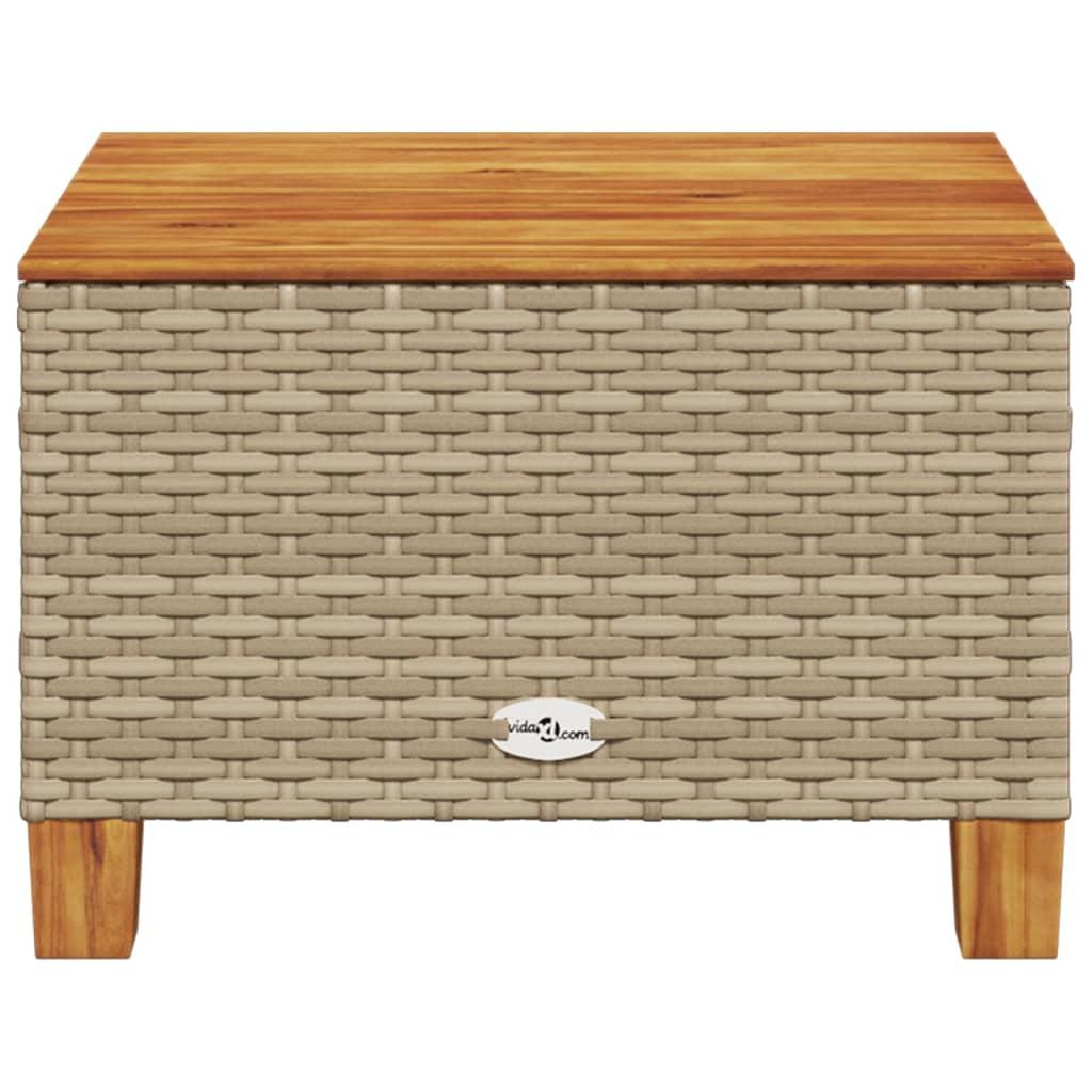 Garden Table Beige 55x55x36 cm Poly Rattan Acacia Wood