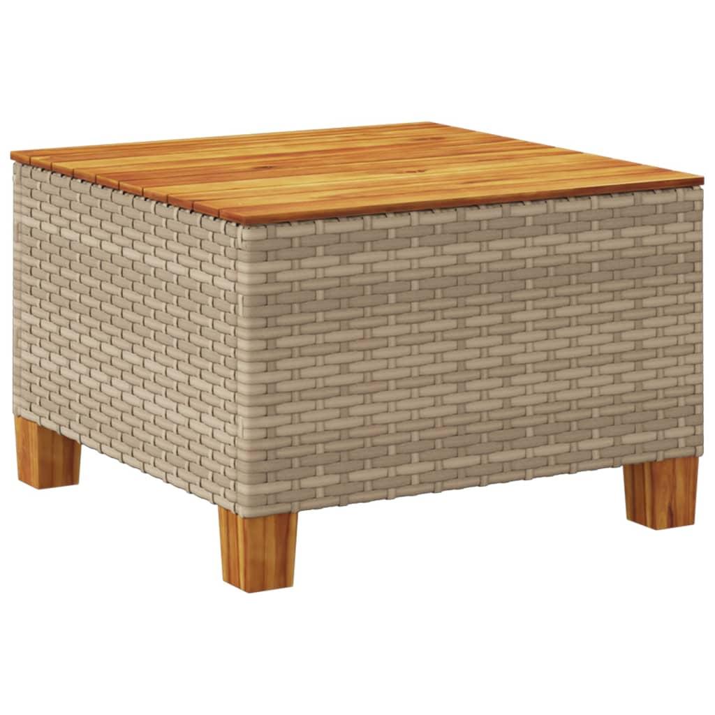Garden Table Beige 55x55x36 cm Poly Rattan Acacia Wood