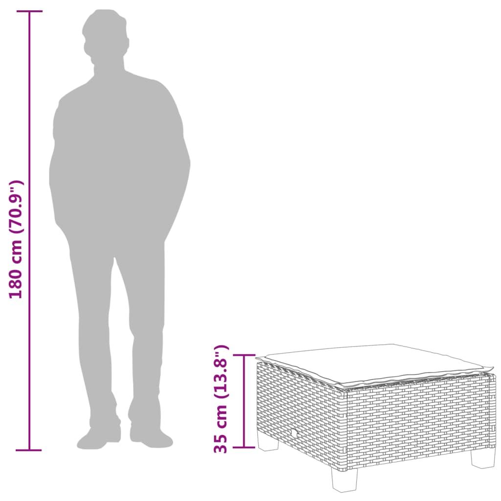 Garden Stool with Cushion Black 63.5x56x32 cm Poly Rattan