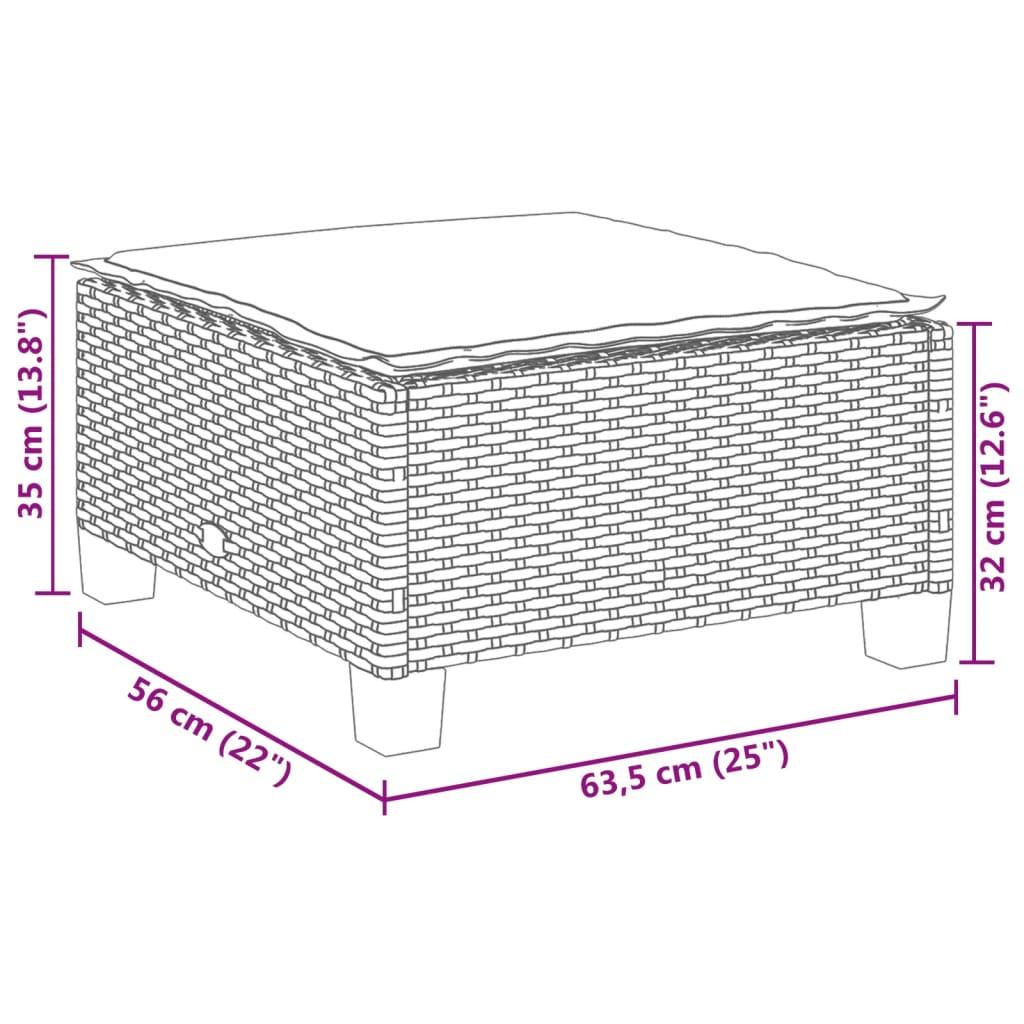 Garden Stool with Cushion Grey 63.5x56x32 cm Poly Rattan