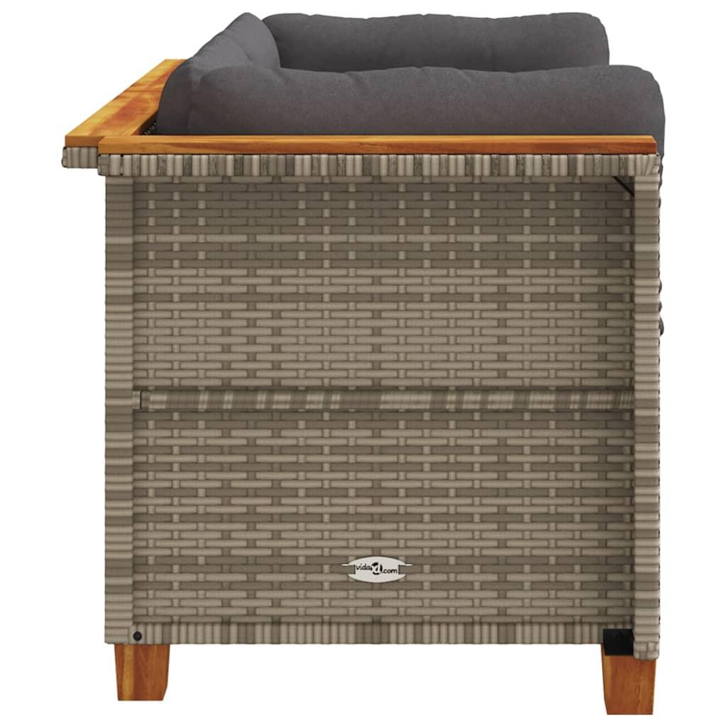 Garden Sofas Corner with Cushions 2 pcs Grey Poly Rattan