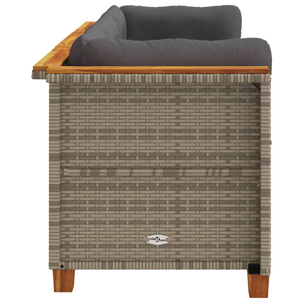 Garden Sofa with Cushions 3-Seater Grey Poly Rattan