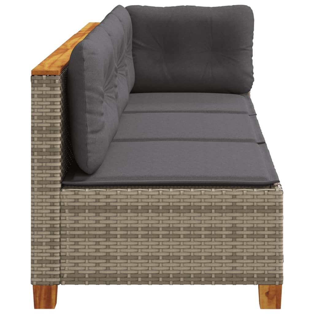 Garden Sofa with Cushions 3-Seater Grey Poly Rattan