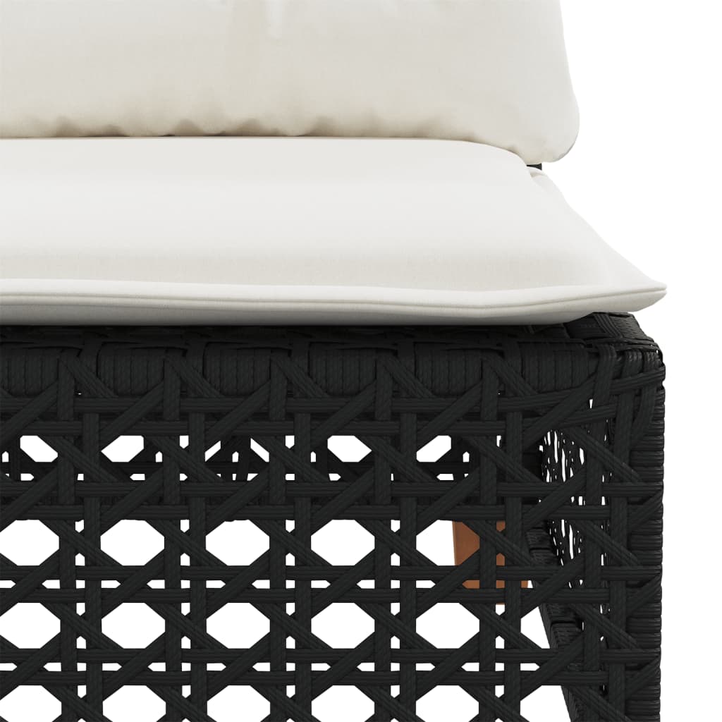 Garden Sofa Corner with Cushions Black Poly Rattan