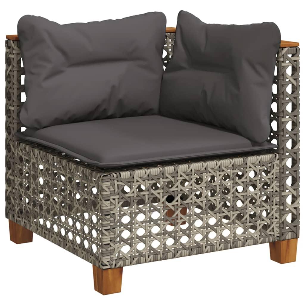 Garden Sofa Corner with Cushions Grey Poly Rattan