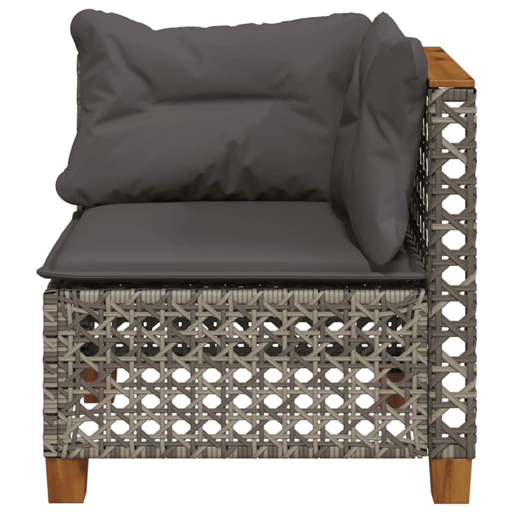Garden Sofa Corner with Cushions Grey Poly Rattan