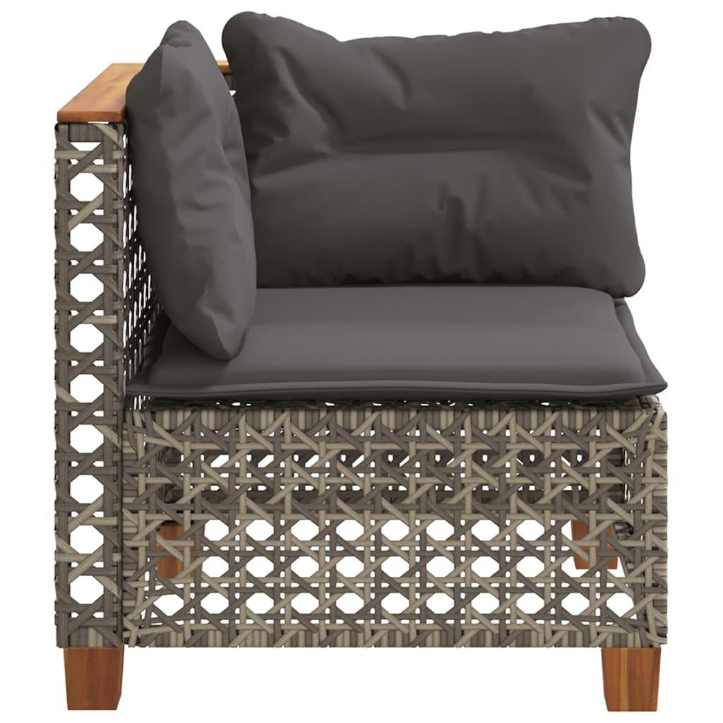Garden Sofa Corner with Cushions Grey Poly Rattan