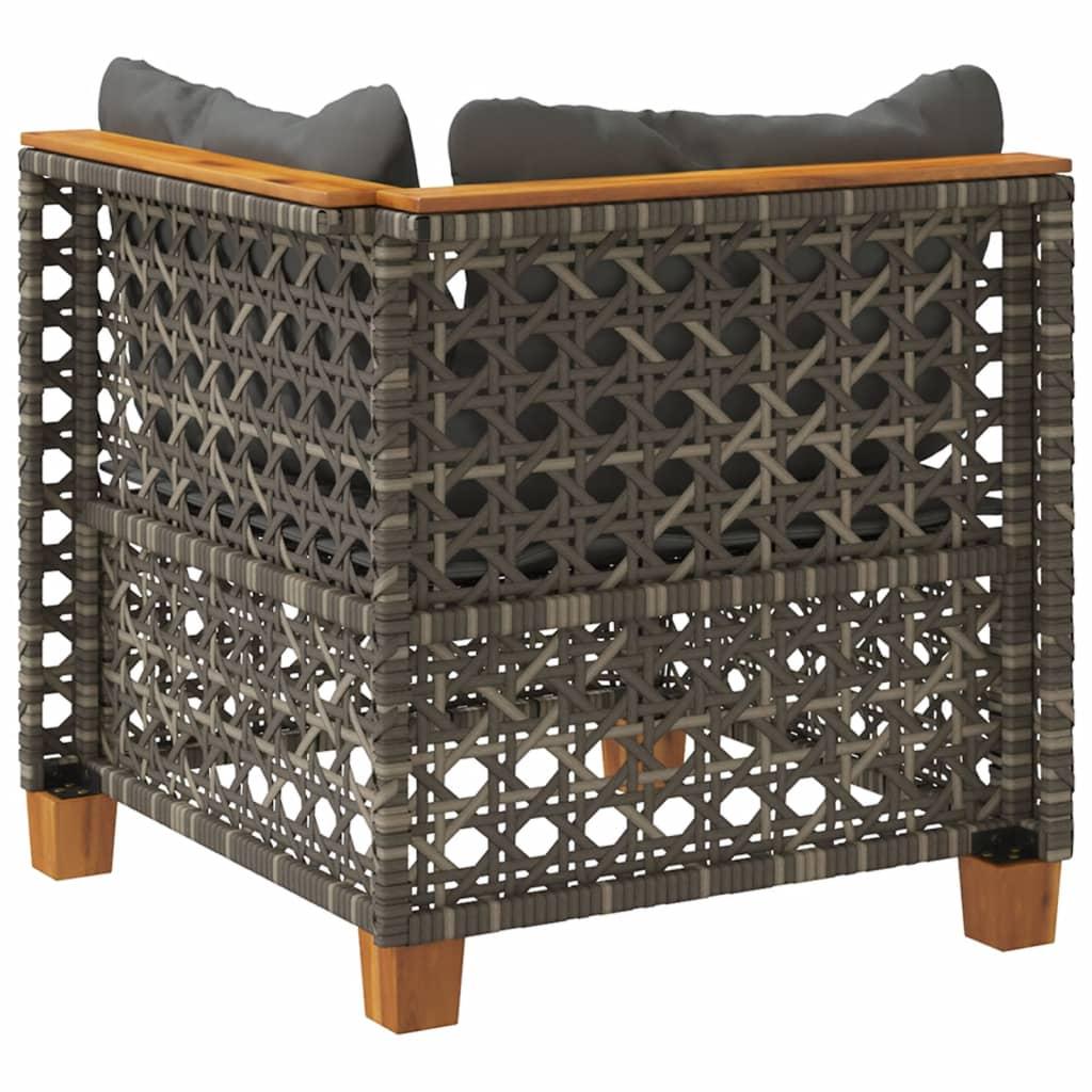 Garden Sofa Corner with Cushions Grey Poly Rattan
