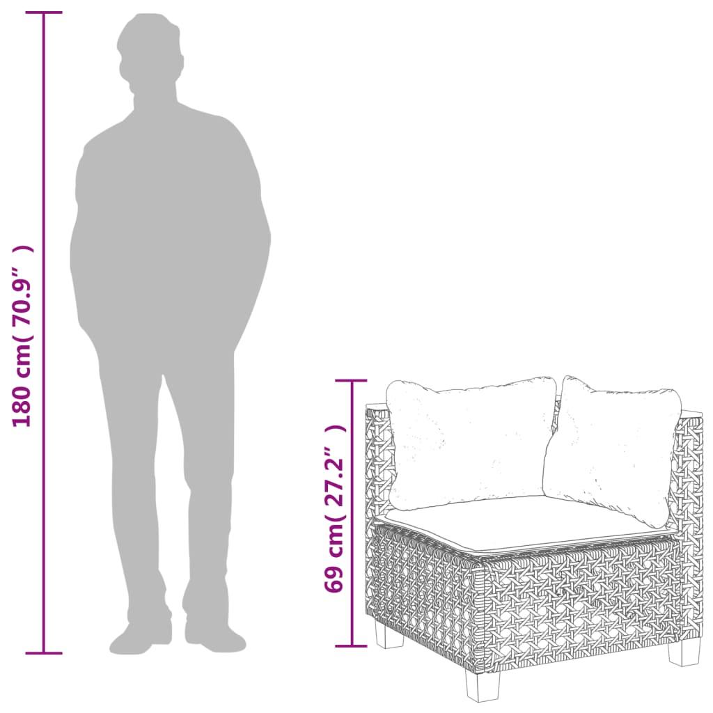 Garden Sofa Corner with Cushions Grey Poly Rattan