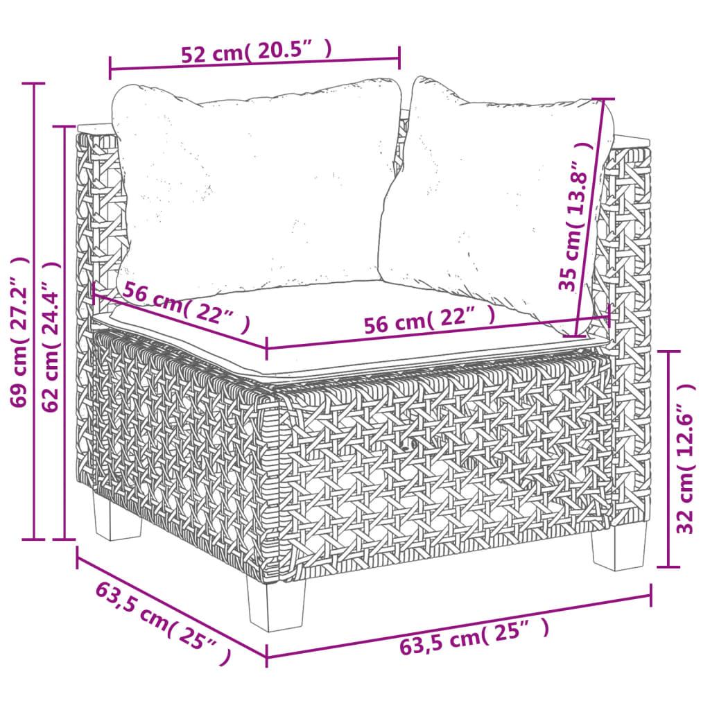 Garden Sofa Corner with Cushions Grey Poly Rattan