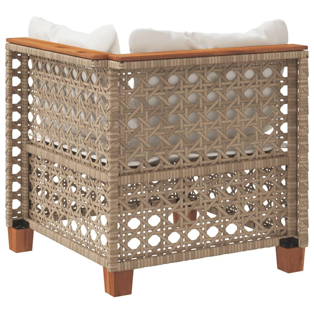 Garden Sofa Corner with Cushions Beige Poly Rattan