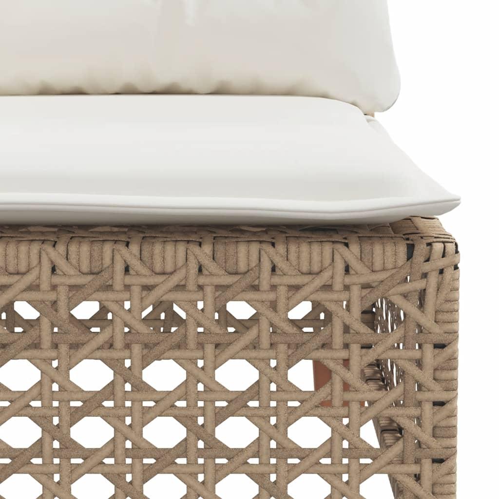 Garden Sofa Corner with Cushions Beige Poly Rattan