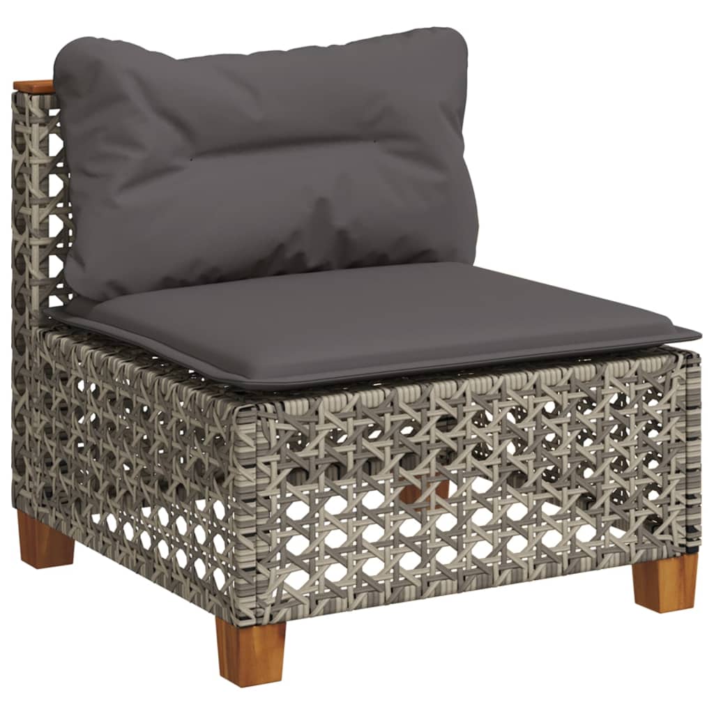 Garden Sofa Armless with Cushions Grey Poly Rattan