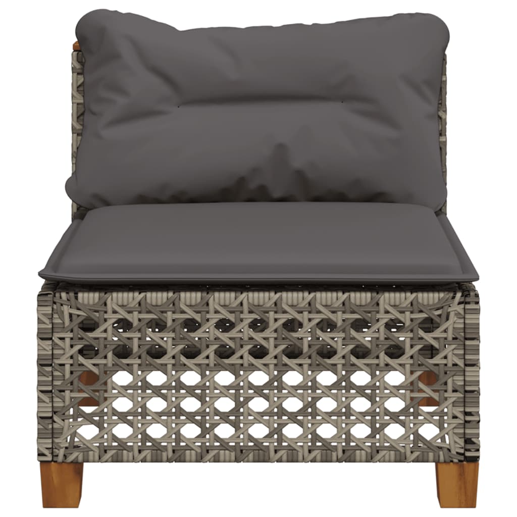 Garden Sofa Armless with Cushions Grey Poly Rattan