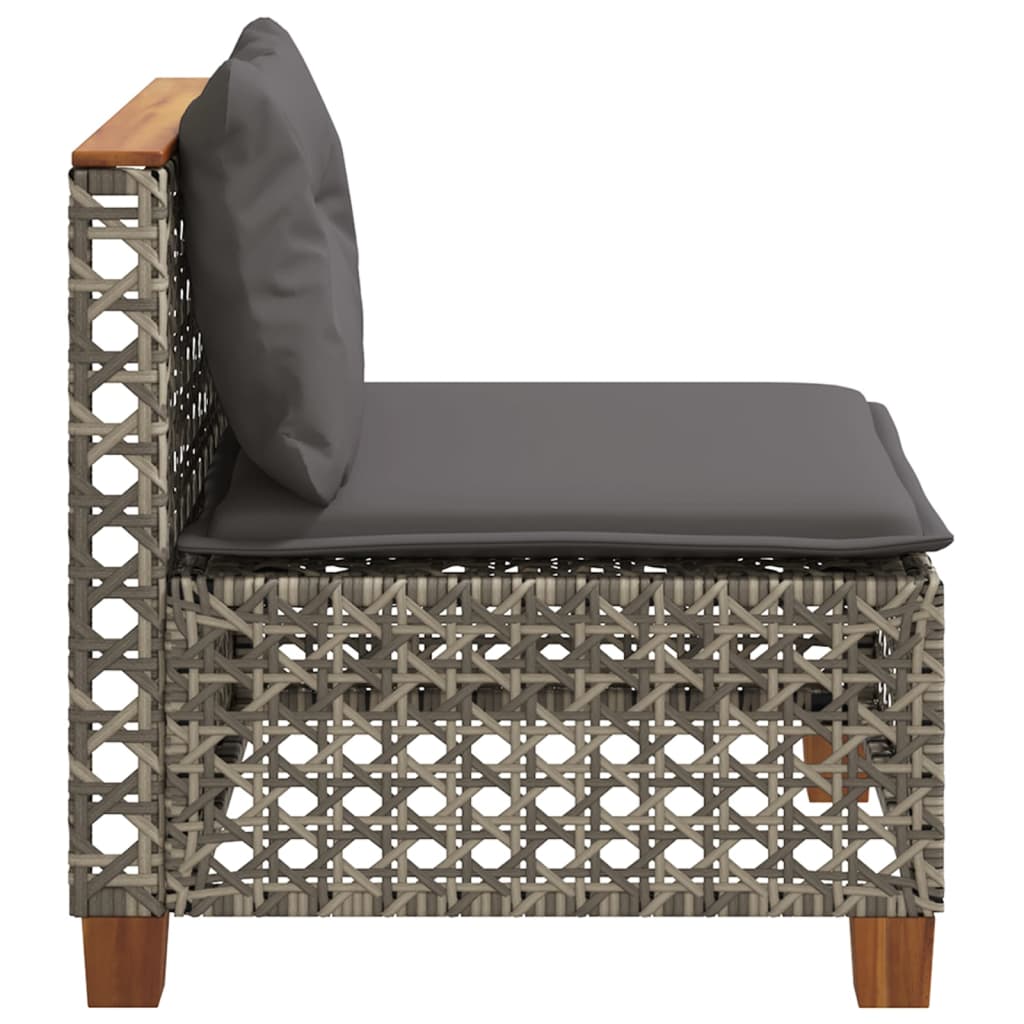 Garden Sofa Armless with Cushions Grey Poly Rattan