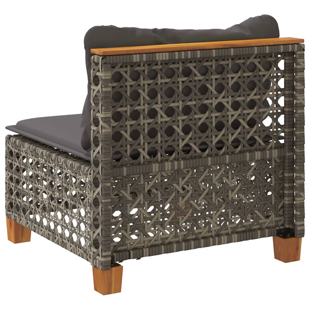 Garden Sofa Armless with Cushions Grey Poly Rattan