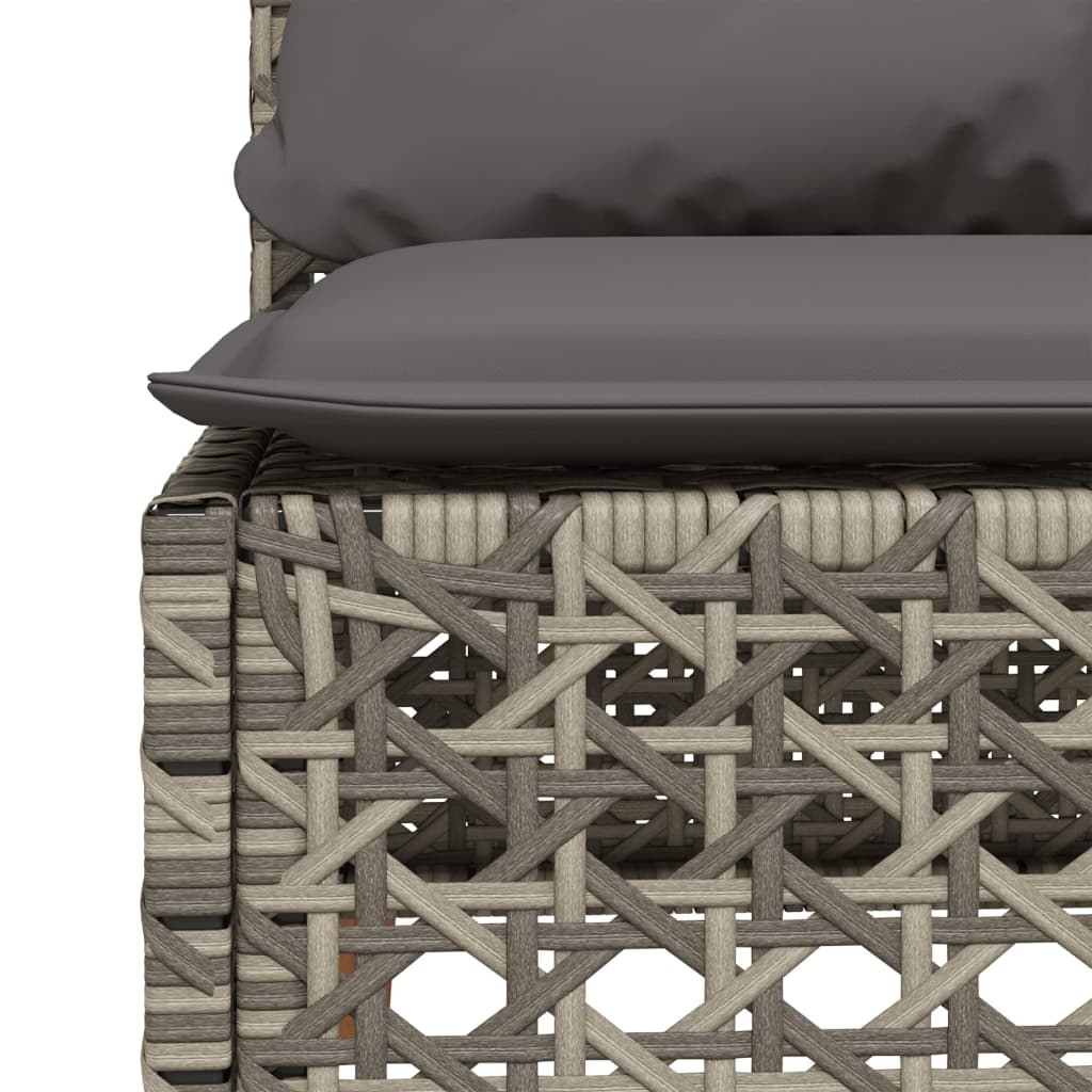 Garden Sofa Armless with Cushions Grey Poly Rattan