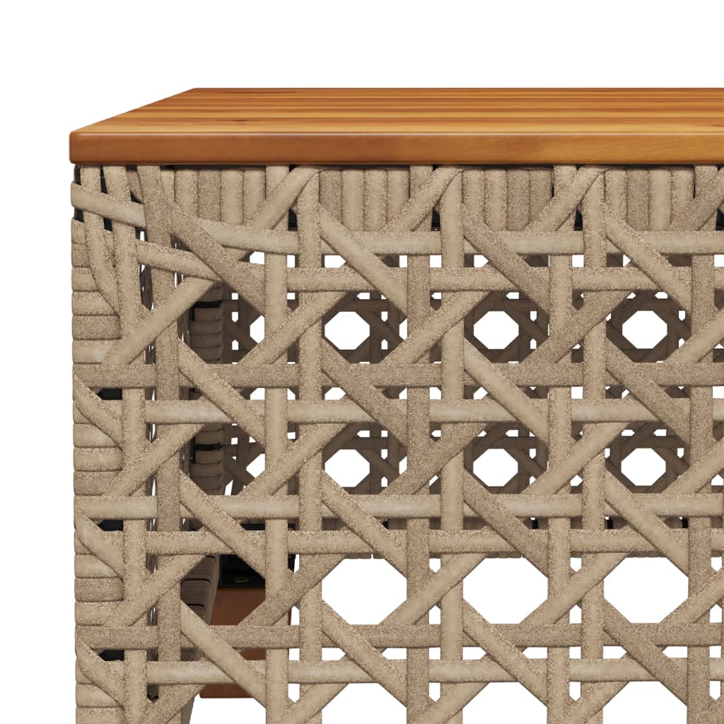 Garden Table Beige 55x55x36 cm Poly Rattan Acacia Wood