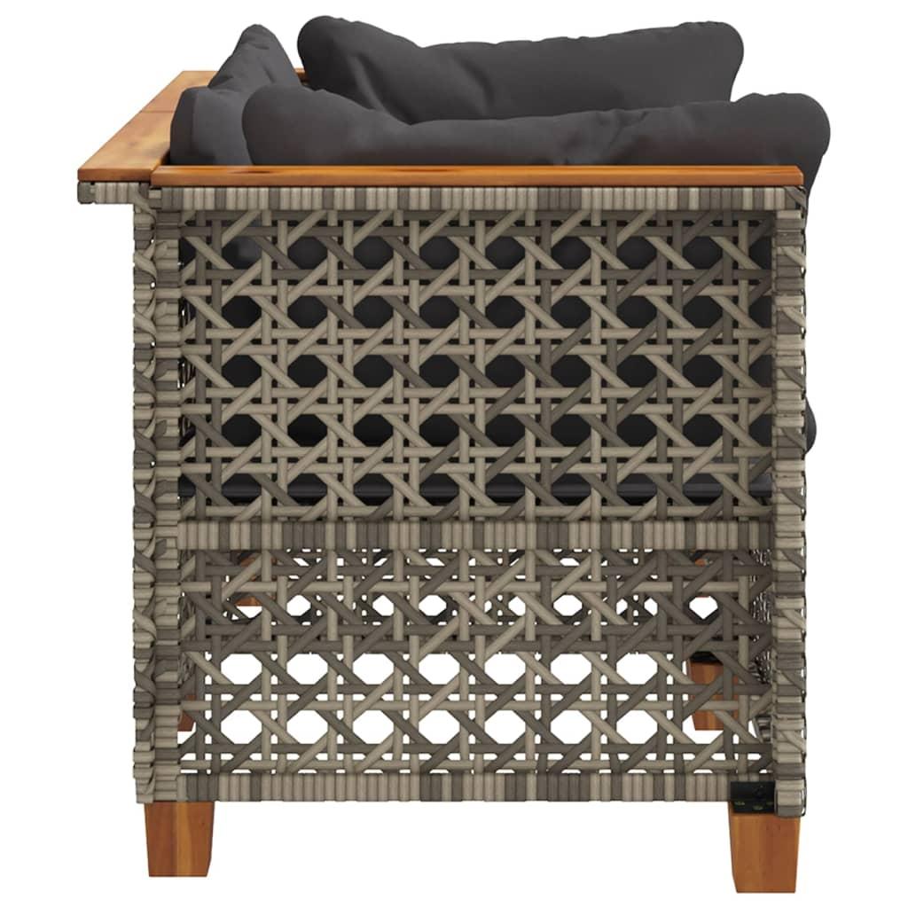 Garden Sofas Corner with Cushions 2 pcs Grey Poly Rattan