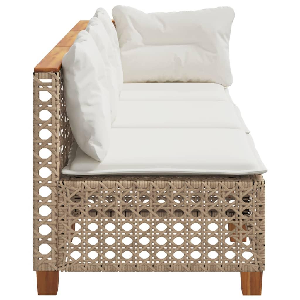 Garden Sofa with Cushions 3-Seater Beige Poly Rattan