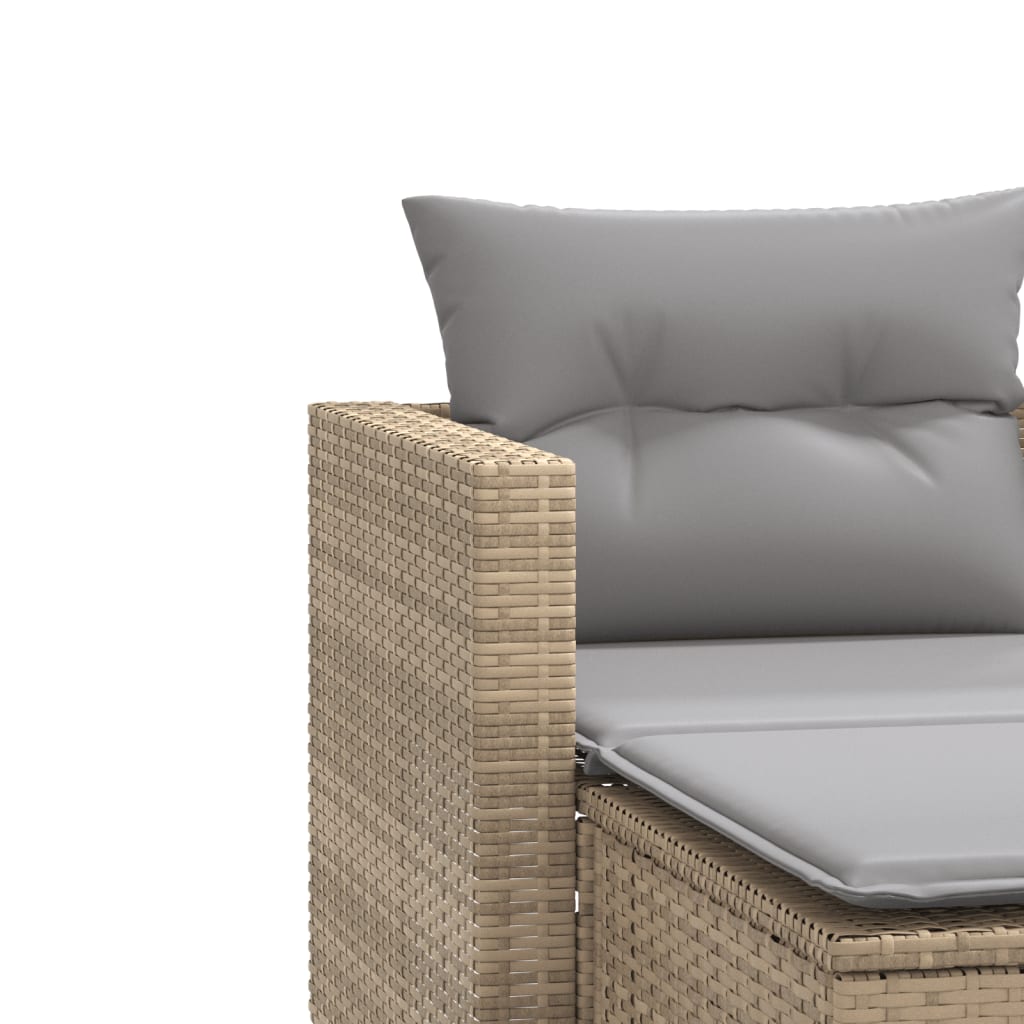Garden Sofa 2-Seater with Stools Beige Poly Rattan
