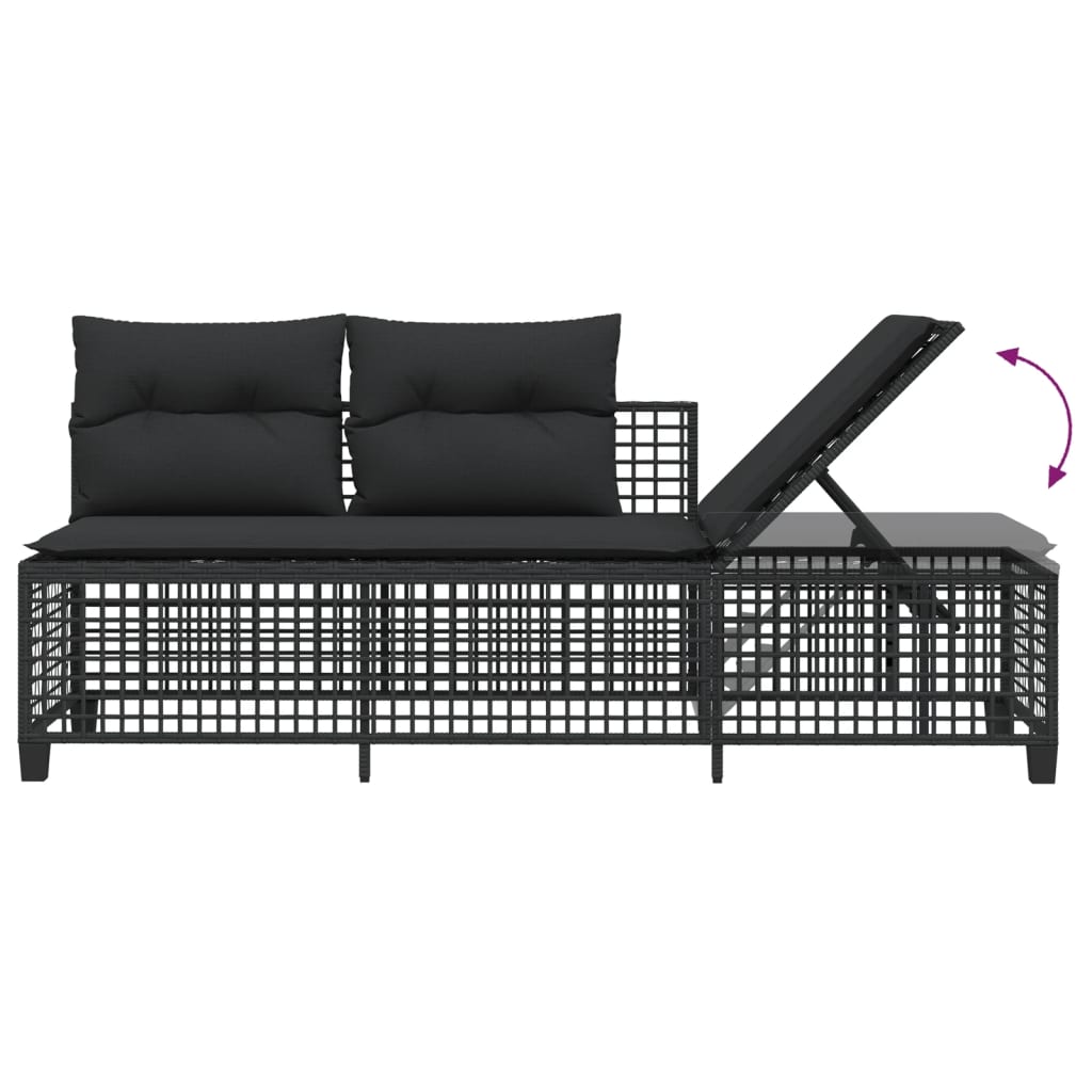 3 Piece Corner Garden Sofa Set with Cushions Black Poly Rattan