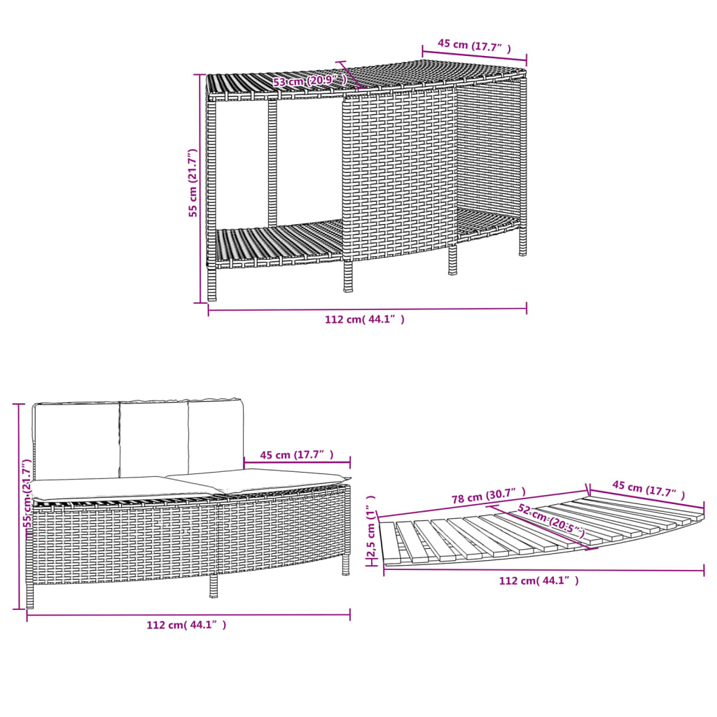 Hot Tub Surround Black Poly Rattan and Solid Wood Acacia